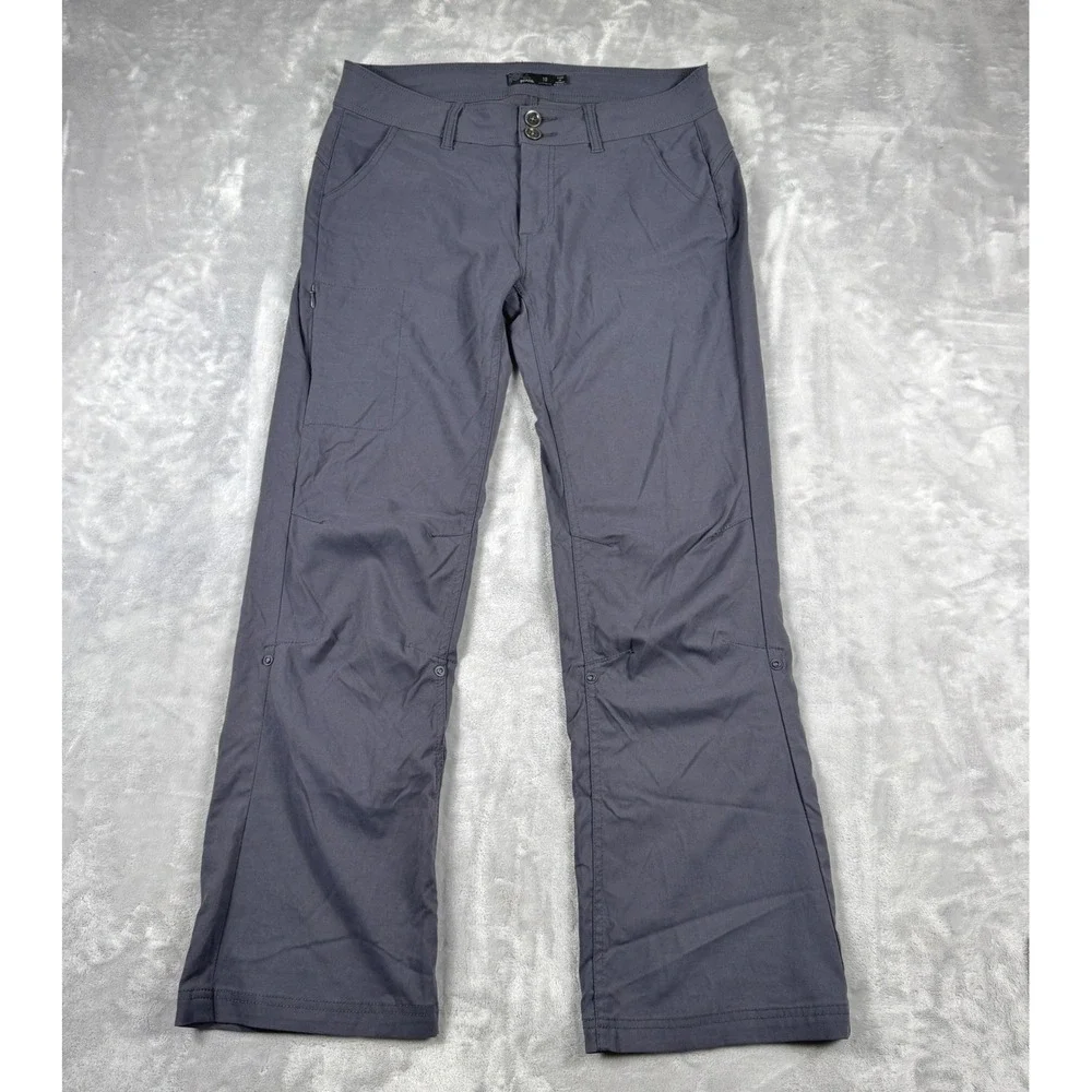 Prana Halle Hiking Pants Womens 10 Gray‎ Stretch Zion Roll Up Leg Outdoor
